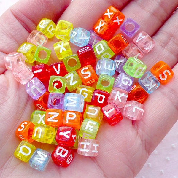 Square Alphabet Beads / Cube Letter (You Pick Letters or We Pick By Ra, MiniatureSweet, Kawaii Resin Crafts, Decoden Cabochons Supplies